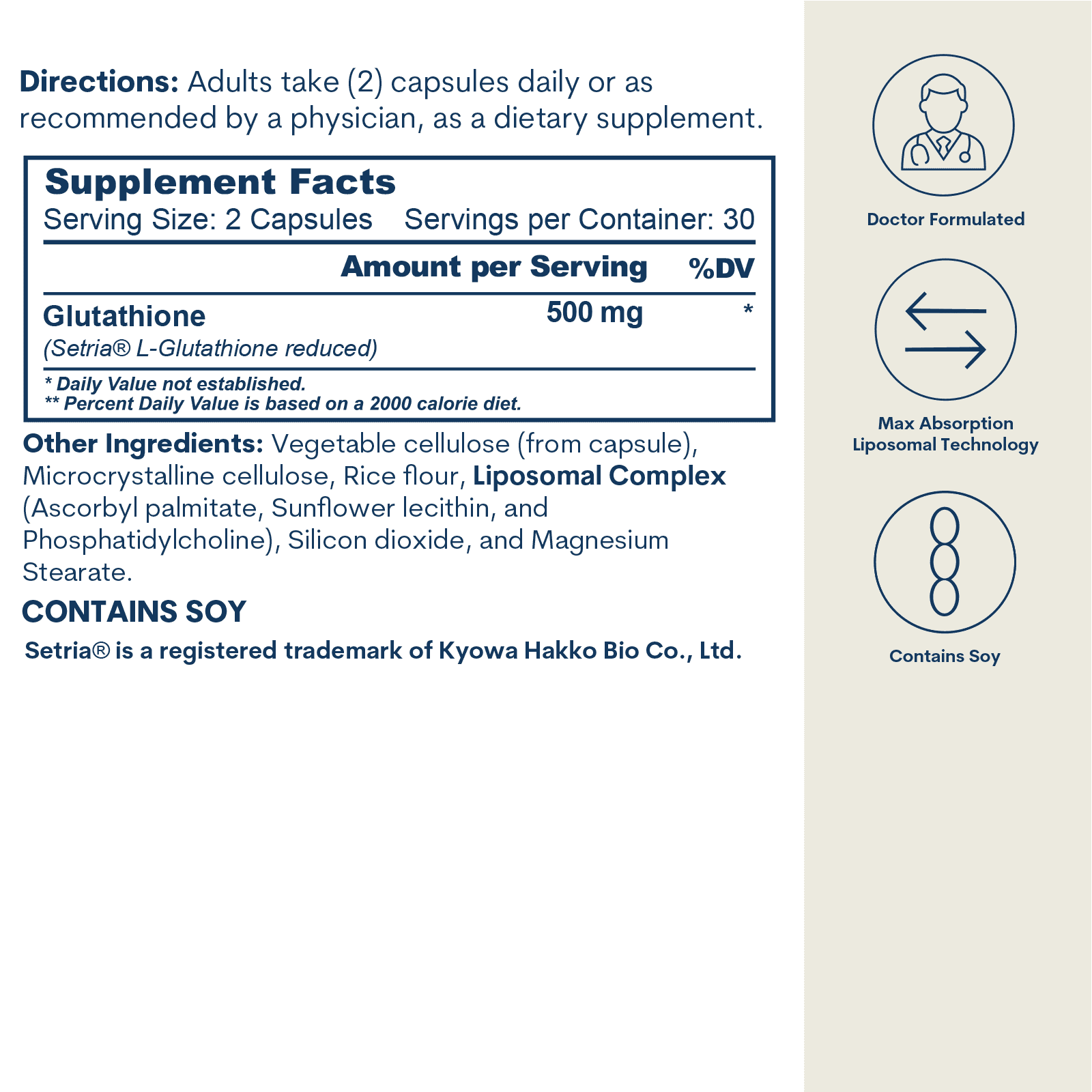 Liposomal Glutathione - Capsules (60 capsules / 30 servings) by Core Med Science