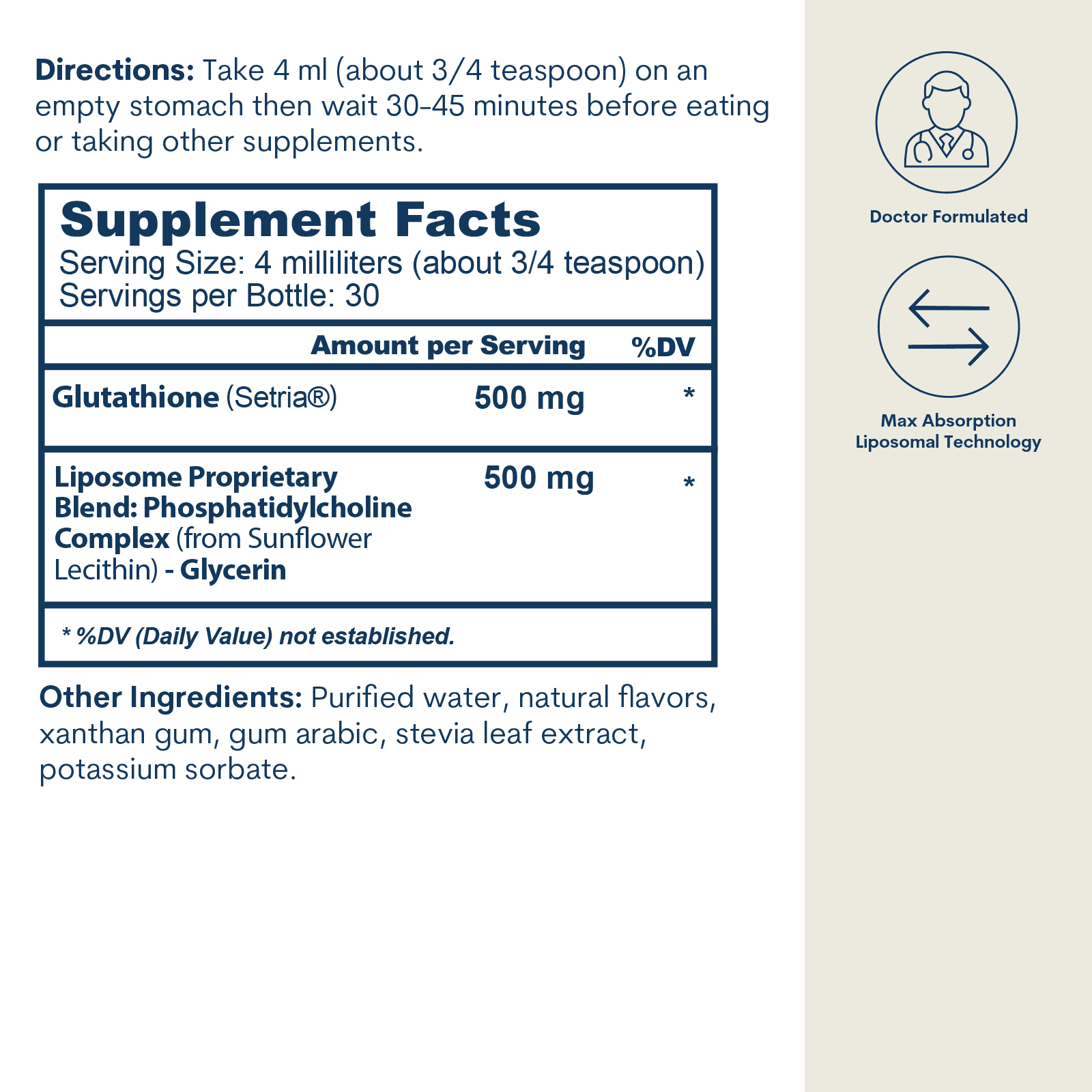 Liquid Liposomal Glutathione (4 FL OZ/ 30 Servings) by Core Med Science