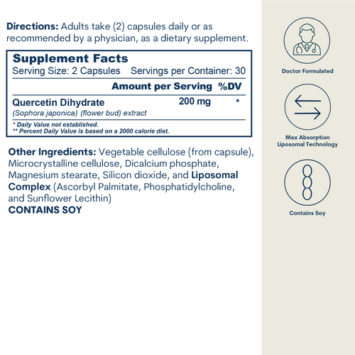 Liposomal Quercetin 200mg - Capsules (60 count / 30 servings) by Core Med Science