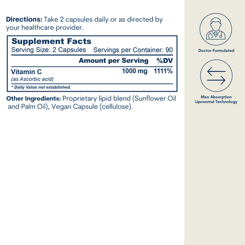 Liposomal Vitamin C - Capsules (180 Count / 90 Servings) by Core Med Science