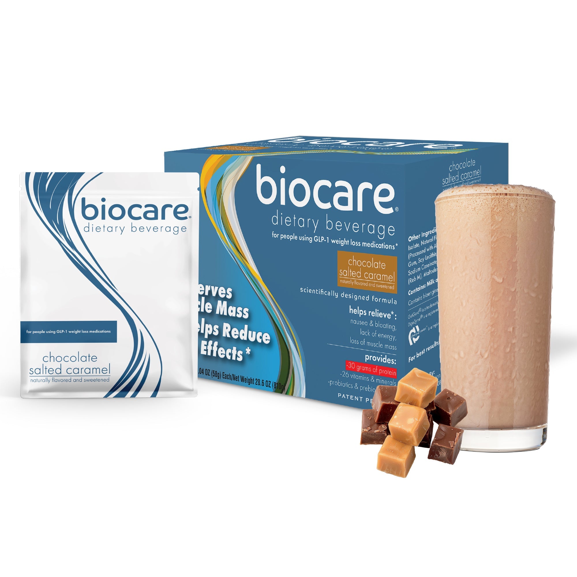 30G Protein Chocolate Salted Caramel Biocare Dietary Beverage (14 Servings) by Biocare