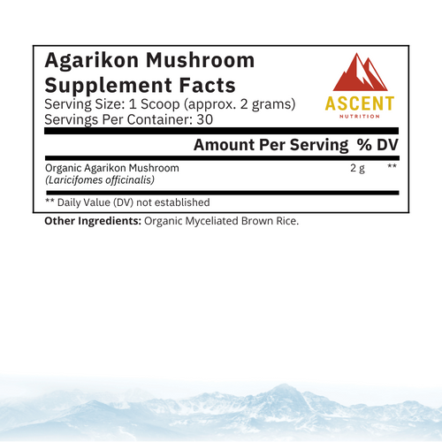 Organic Agarikon Mushroom Powder, 2 grams per scoop by Ascent Nutrition