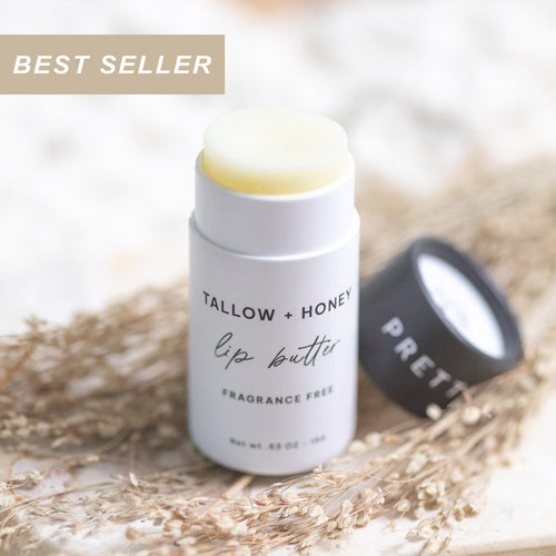 Fragrance Free Tallow + Honey Lip Butter in Eco-Friendly Travel Tubes by Pretty farm girl