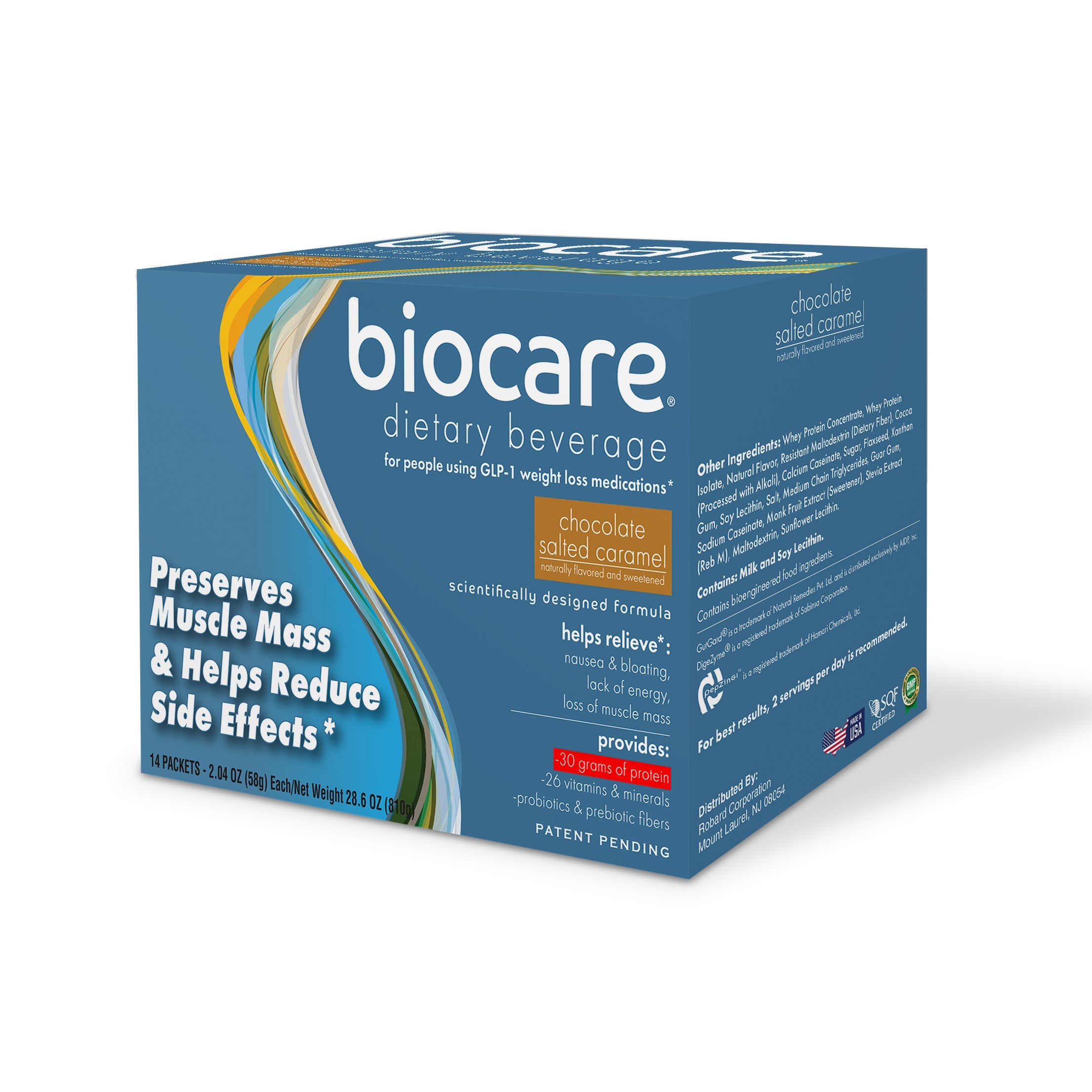 30G Protein Chocolate Salted Caramel Biocare Dietary Beverage (14 Servings) by Biocare