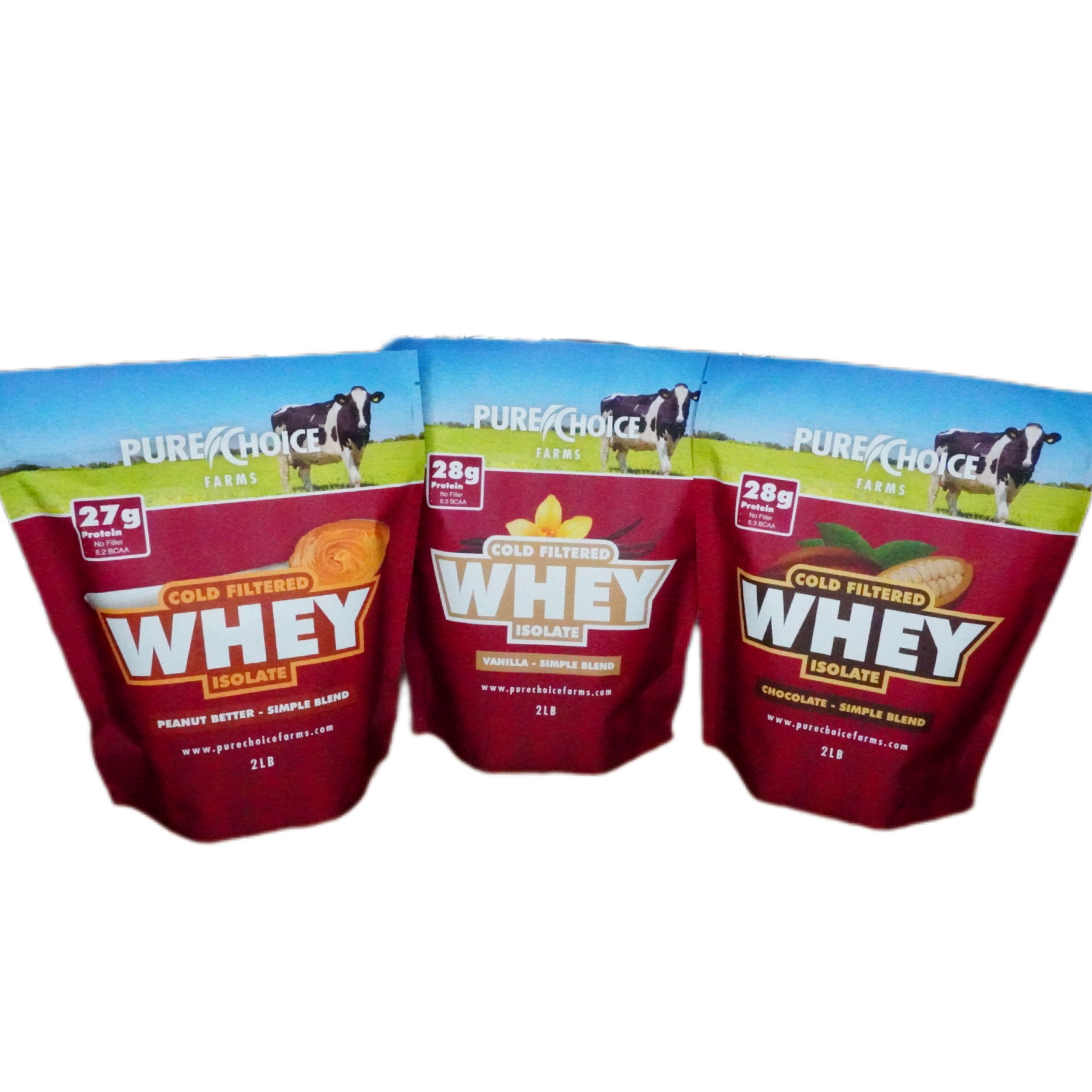 3 Flavor Whey Protein Isolate Combos by Pure Choice Farms