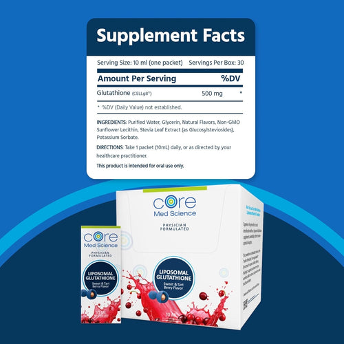 Liquid Liposomal Glutathione Single Serve 30pk - Sweet and Tart Berry Flavor by Core Med Science