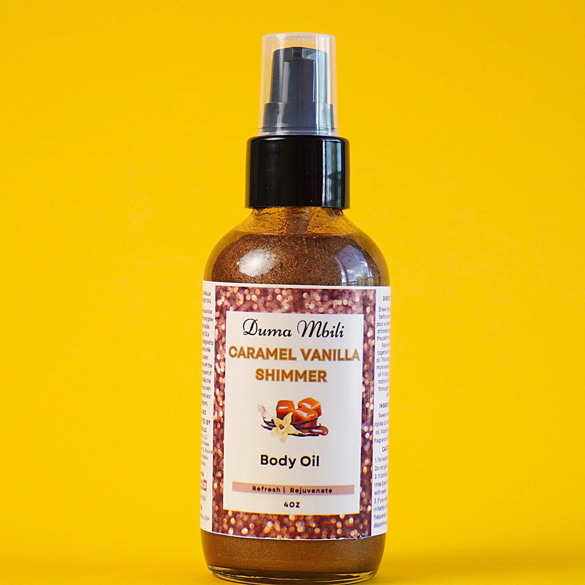 Caramel Vanilla Shimmer Body Oil by Duma Mbili LLC