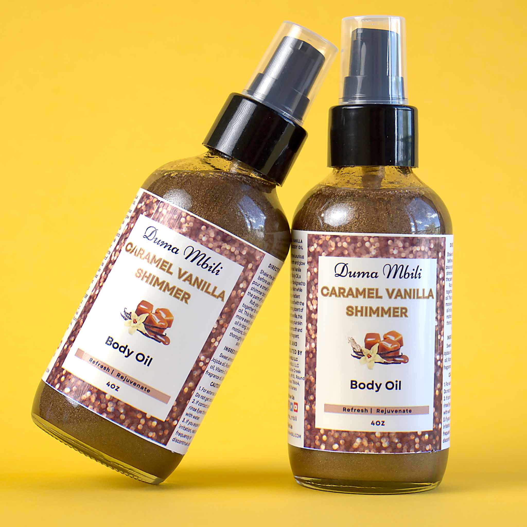 Caramel Vanilla Shimmer Body Oil by Duma Mbili LLC