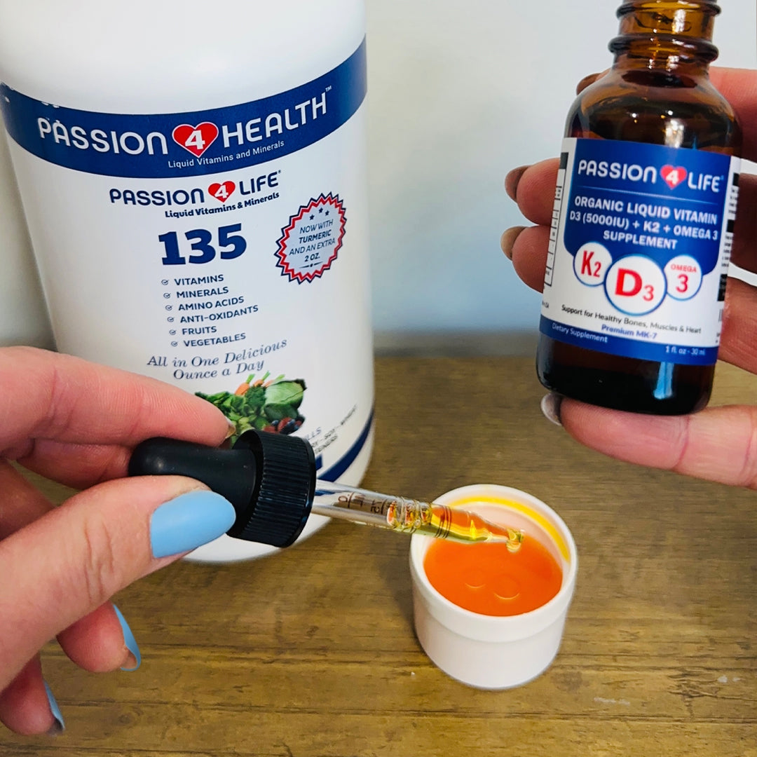 Daily Liquid D3, K2 + Omega 3 Vitamin by Passion 4 Health