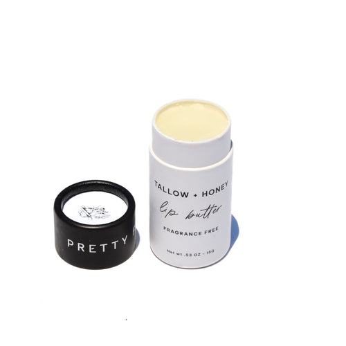 Fragrance Free Tallow + Honey Lip Butter in Eco-Friendly Travel Tubes by Pretty farm girl