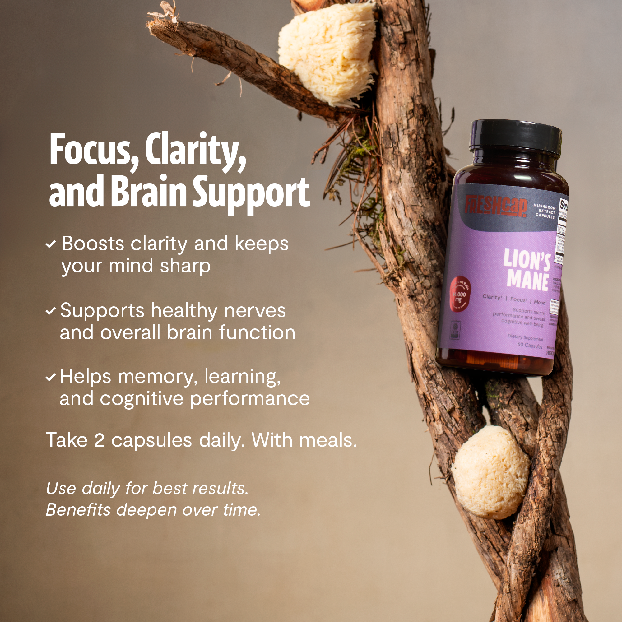 Lion's Mane Mushroom Extract Capsules by FreshCap Mushrooms