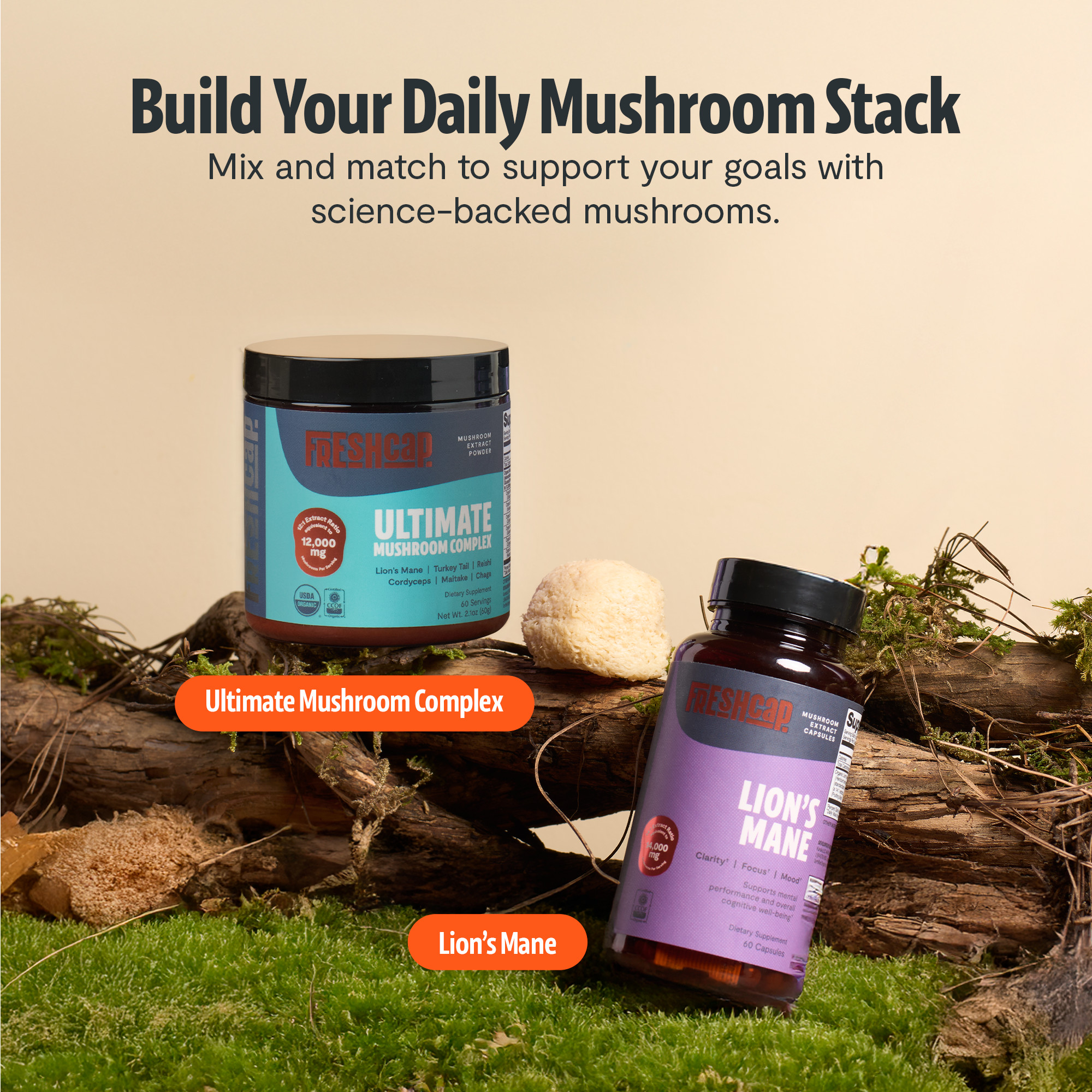 Lion's Mane Mushroom Extract Capsules by FreshCap Mushrooms