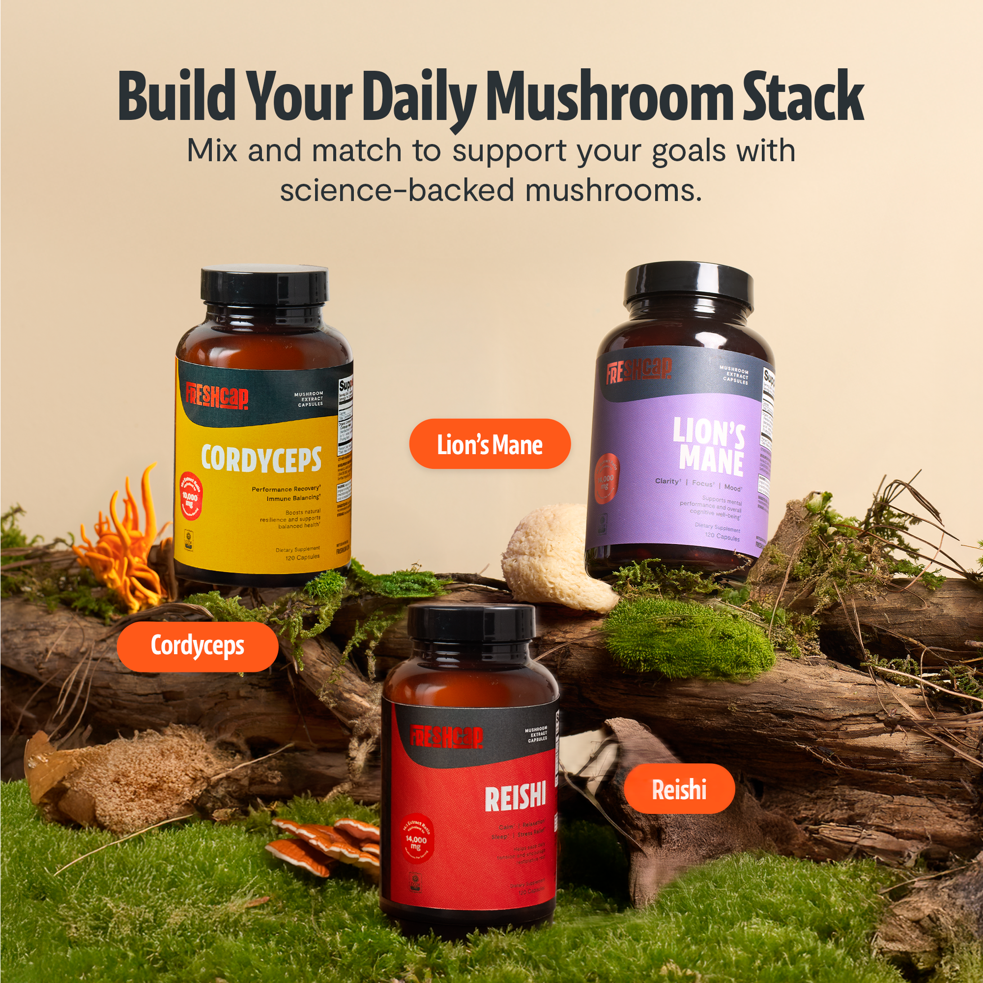 Cordyceps Mushroom Extract Capsules by FreshCap Mushrooms