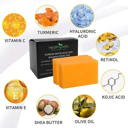 HealthyAsia Black Label Korean White Kojic Acid Skin Brightening Soap - MAX RESULTS Formula by HealthyAsia