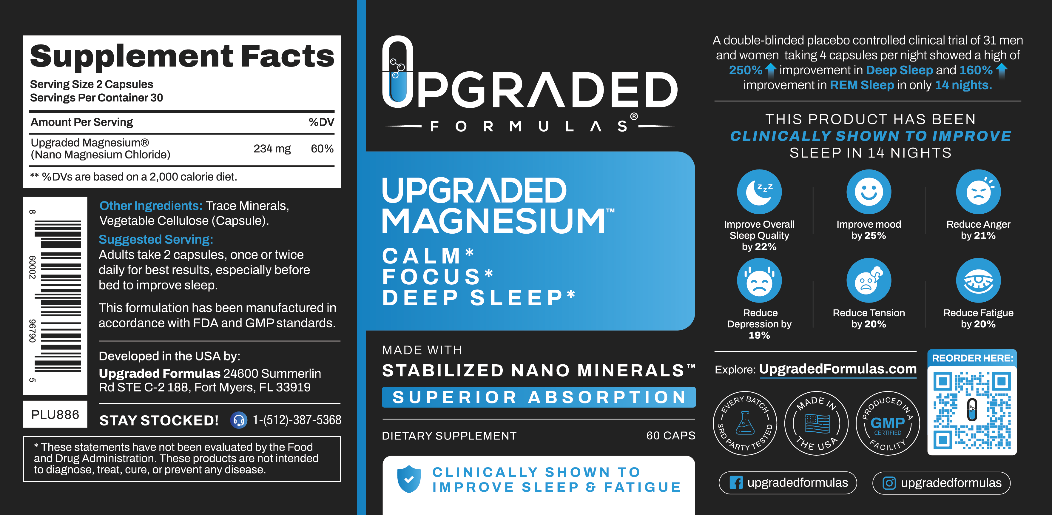 Upgraded Magnesium: Clinically Shown To Greatly Improve BOTH REM and Deep Sleep by Upgraded Formulas®