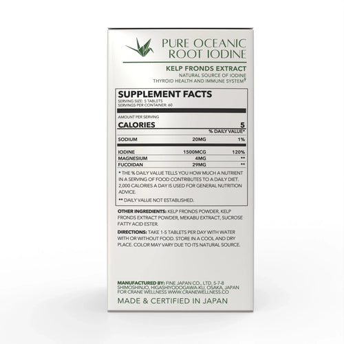 Pure Oceanic Root Iodine Kelp Root Tablets by Crane Wellness