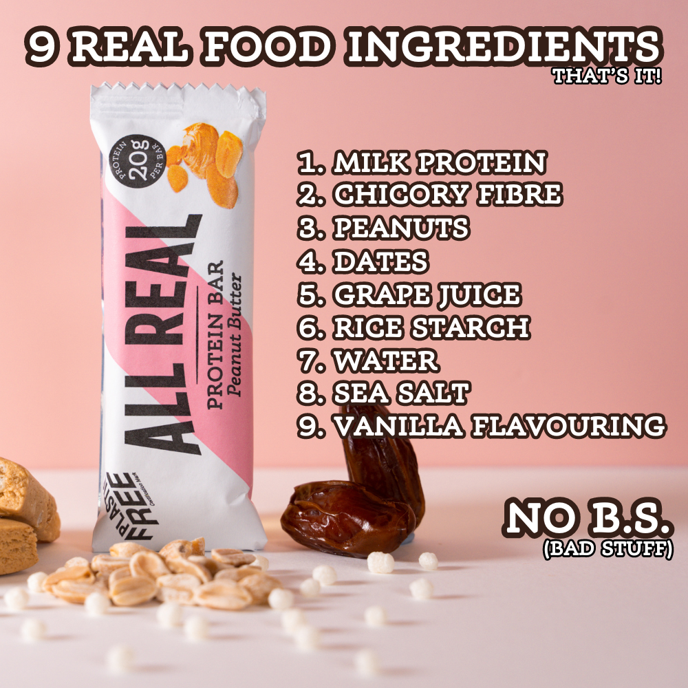 Peanut Butter Protein Bar 50g x 12 bars by All Real Nutrition US