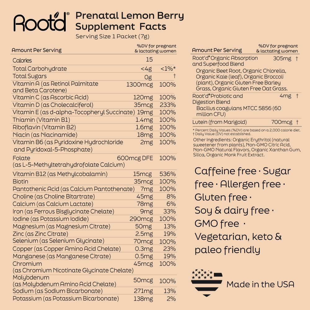 Essential Prenatal Nutrition + Electrolytes by Root'd