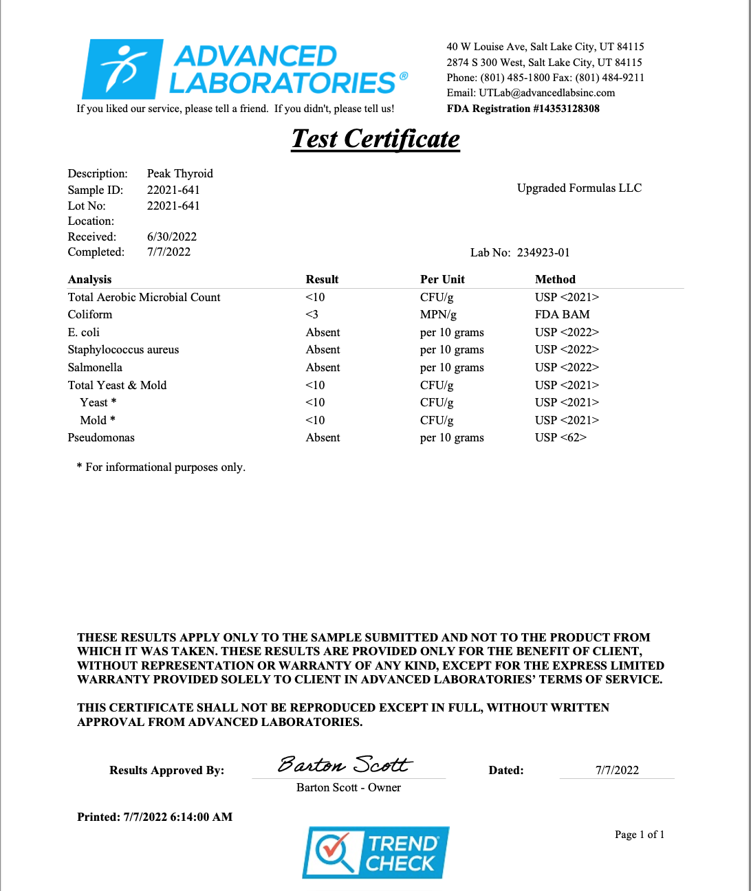 Upgraded Peak Thyroid by Upgraded Formulas®