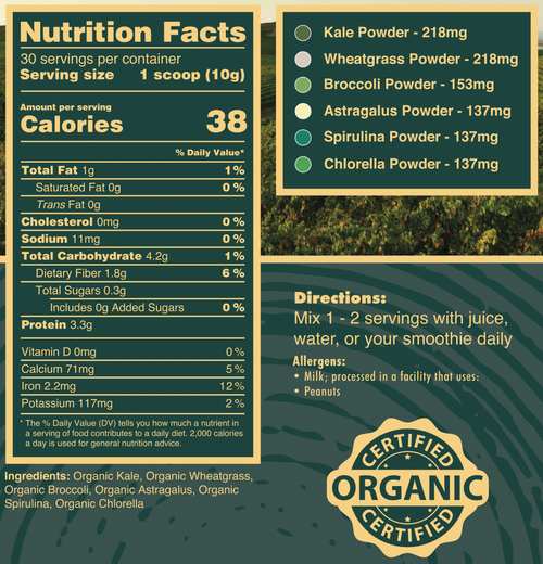 Organic Powdered Superfood Greens by Pure Choice Farms