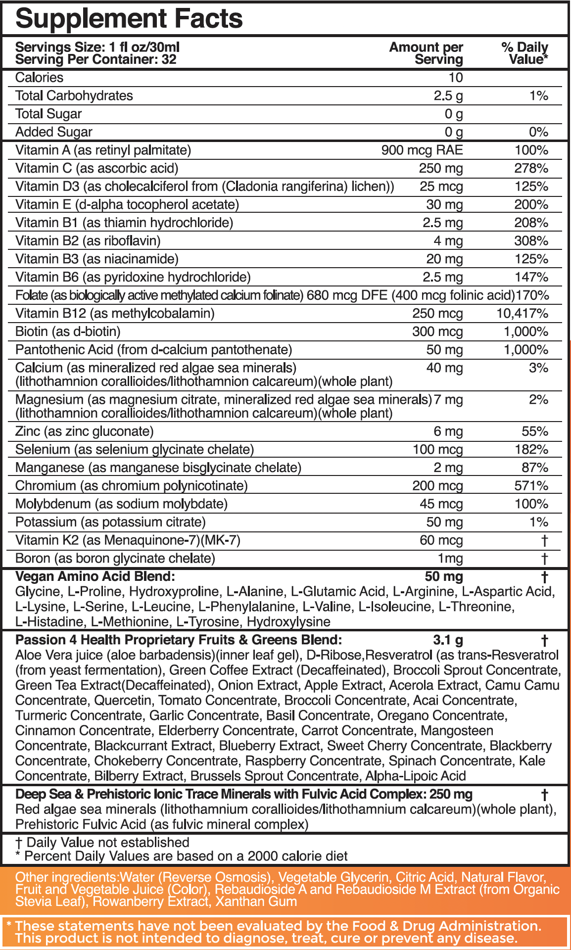 Daily Liquid Multivitamins + Minerals by Passion 4 Health