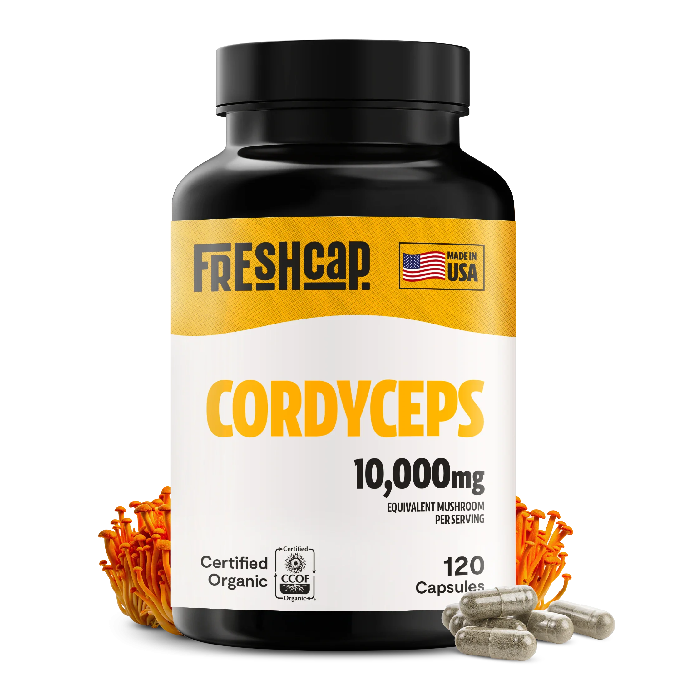 Cordyceps Mushroom Extract Capsules by FreshCap Mushrooms