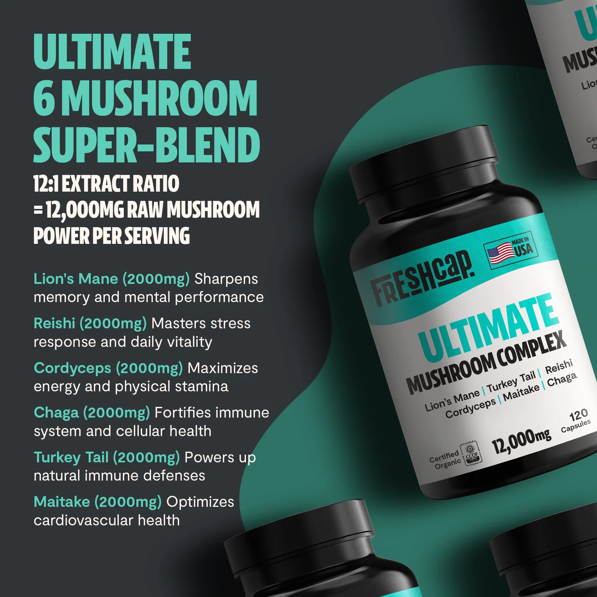 Ultimate Mushroom Complex Capsules by FreshCap Mushrooms