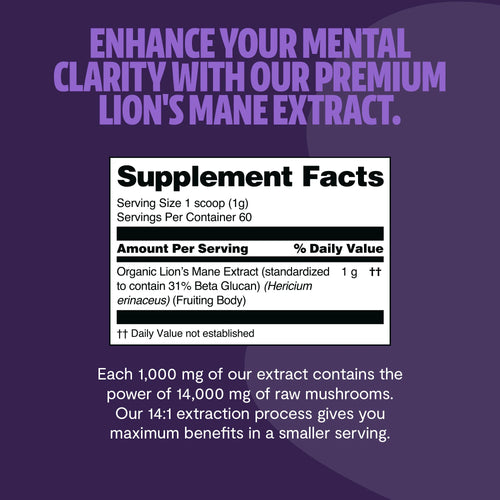 Lion's Mane Mushroom Extract Powder by FreshCap Mushrooms