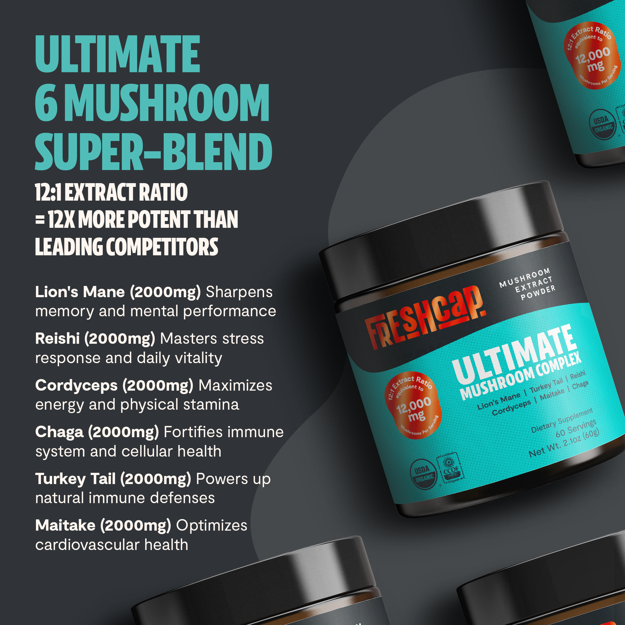 Ultimate Mushroom Complex Powder by FreshCap Mushrooms
