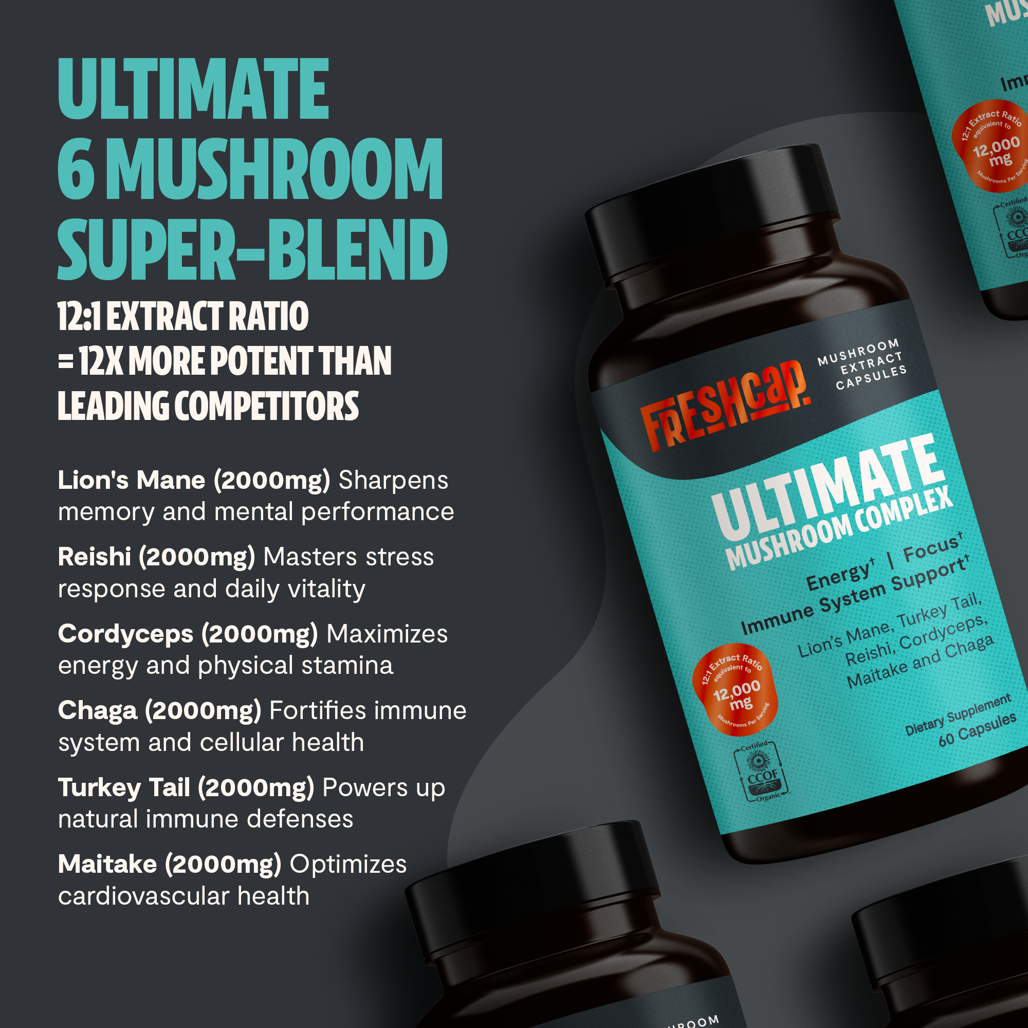 Ultimate Mushroom Complex Capsules by FreshCap Mushrooms