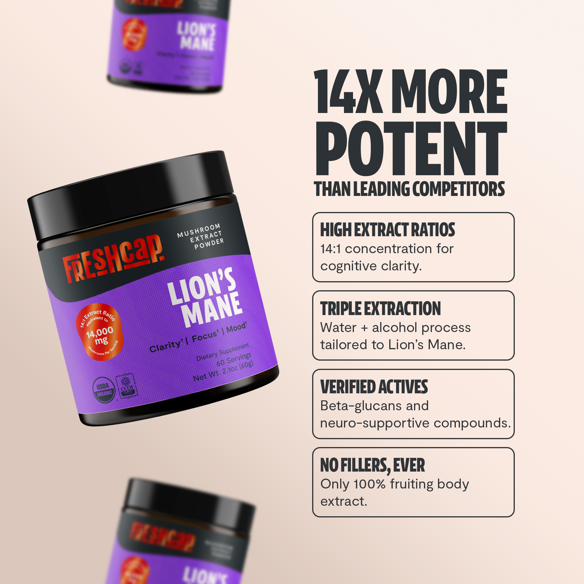Lion's Mane Mushroom Extract Powder by FreshCap Mushrooms