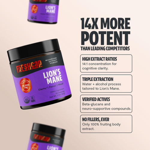 Lion's Mane Mushroom Extract Powder by FreshCap Mushrooms