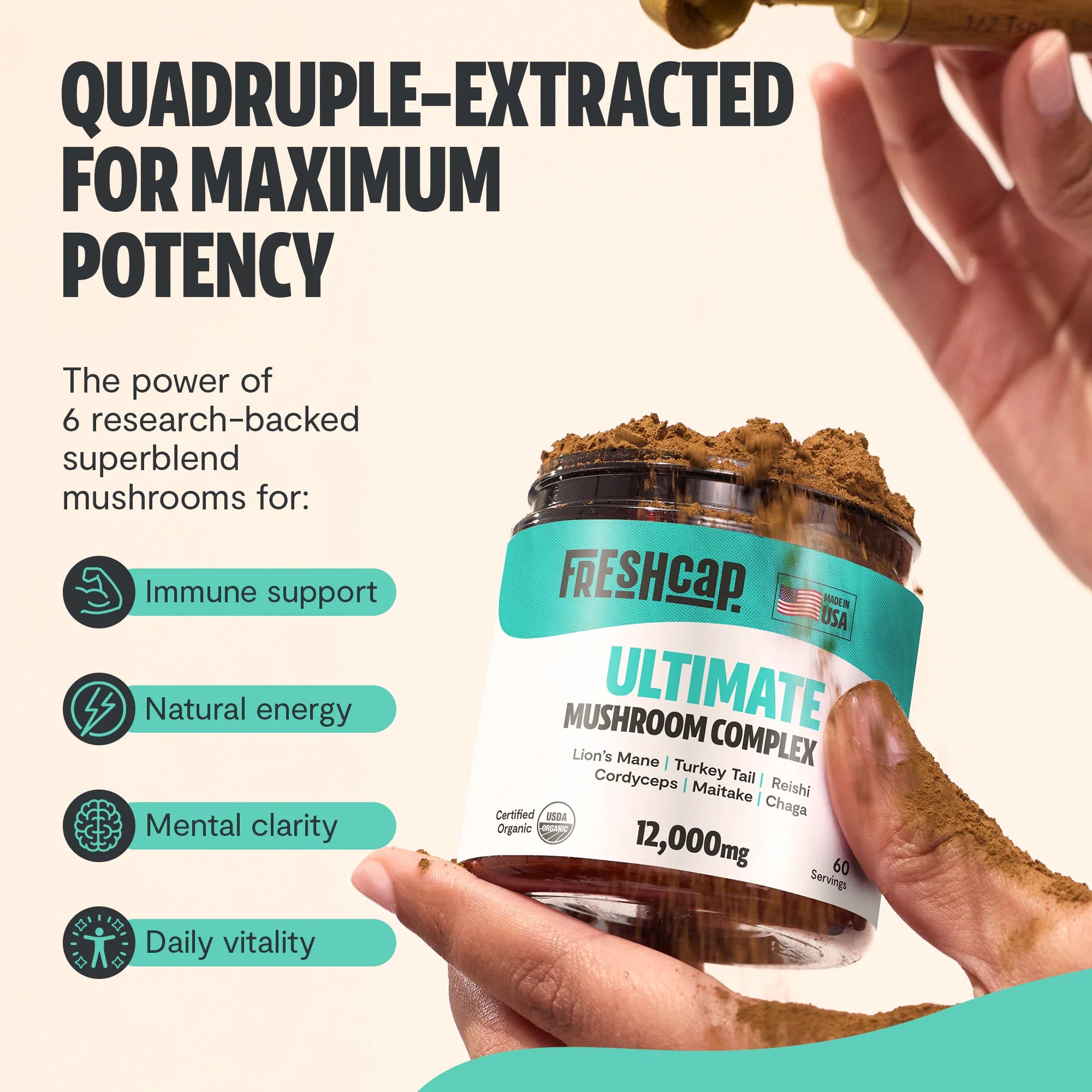 Ultimate Mushroom Complex Powder by FreshCap Mushrooms