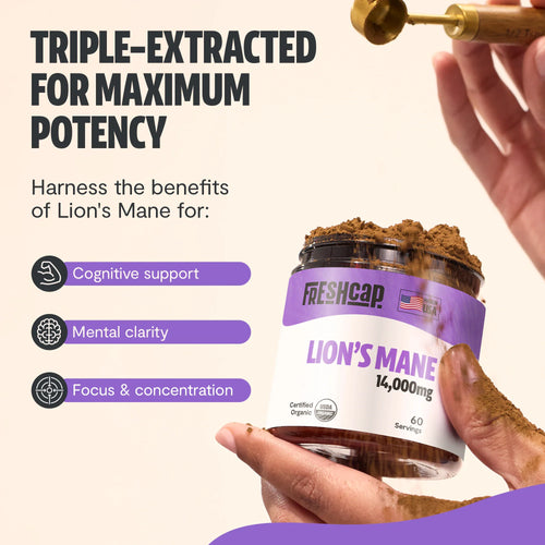 Lion's Mane Mushroom Extract Powder by FreshCap Mushrooms