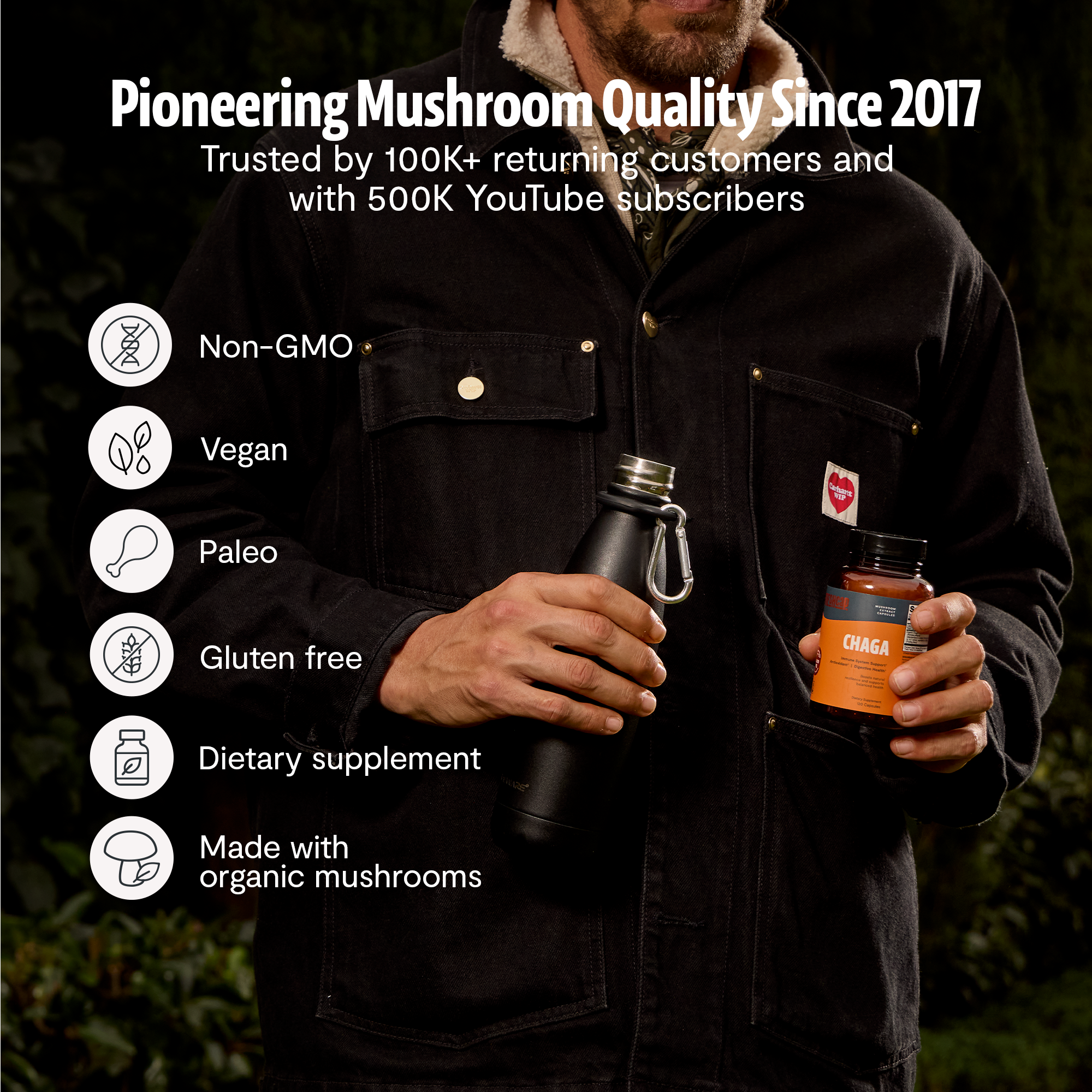 Chaga Mushroom Extract Capsules by FreshCap Mushrooms