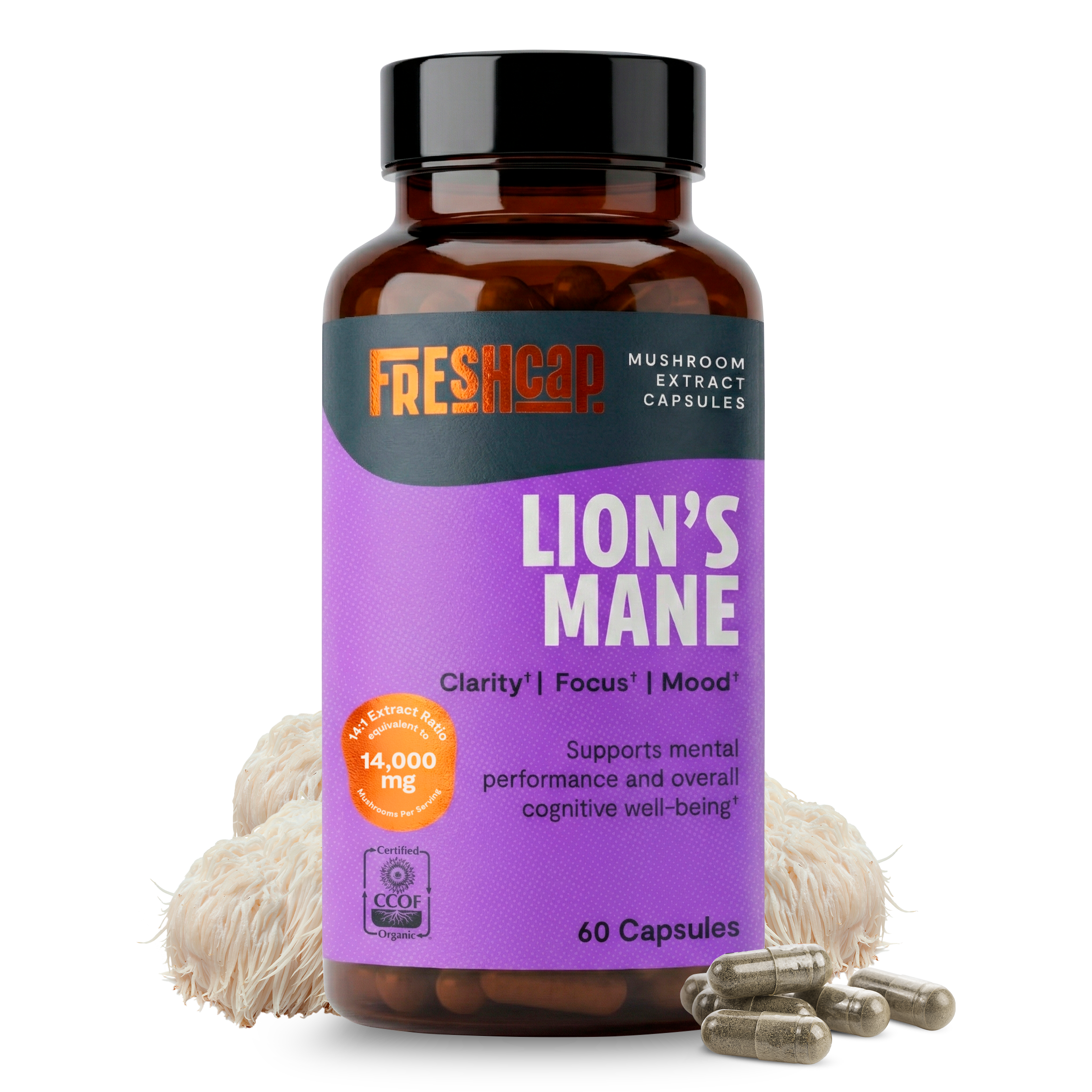 Lion's Mane Mushroom Extract Capsules by FreshCap Mushrooms