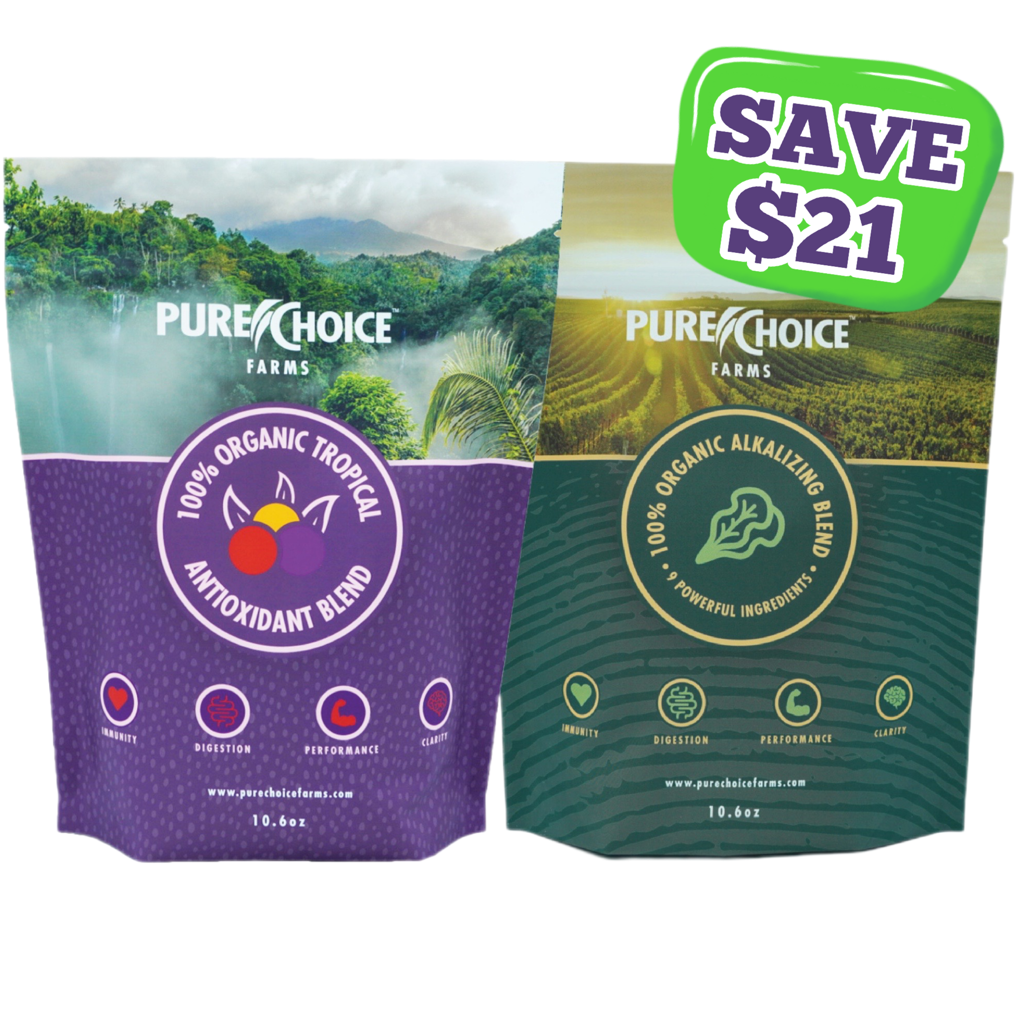 Organic Tropics & Raw Greens Micronutrient Powders by Pure Choice Farms